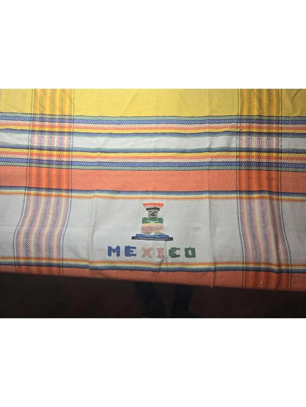 Vintage: Handmade Woven: Mexico: 4' Square: Tapestry